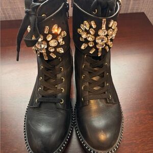 Kurt Geiger Black Embellished Combat Boots